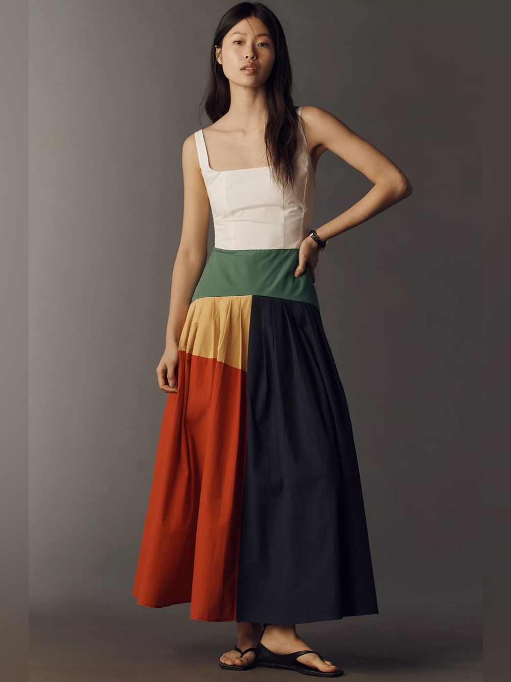 Anthropologie Rowing Blazers Cotton Poplin Pleated Midi Dress Sz 0 NWT